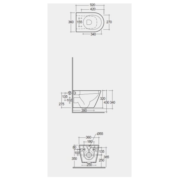 Λεκάνη Κρεμαστή Feeling Cappuccino Matt Rimless Rak Ceramics